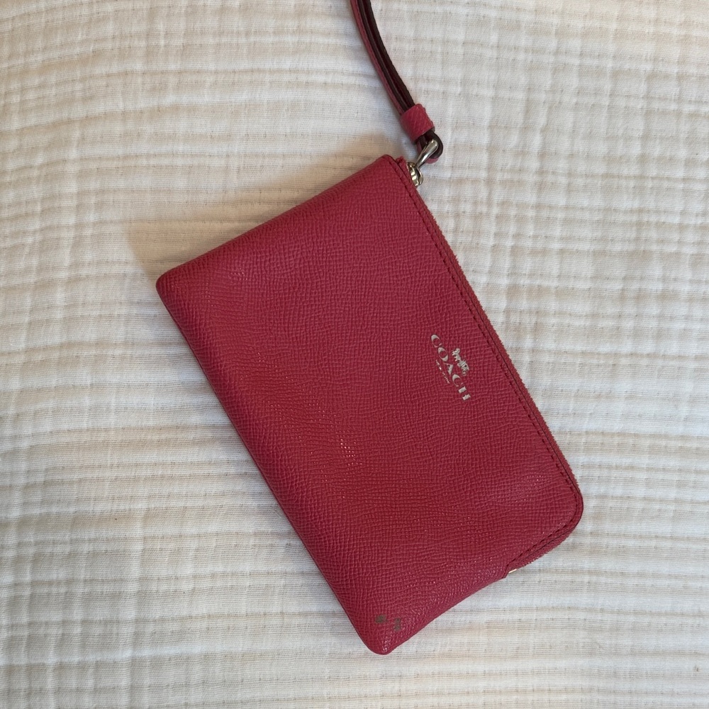 Coach Vibrant pinkLeather Wristlet